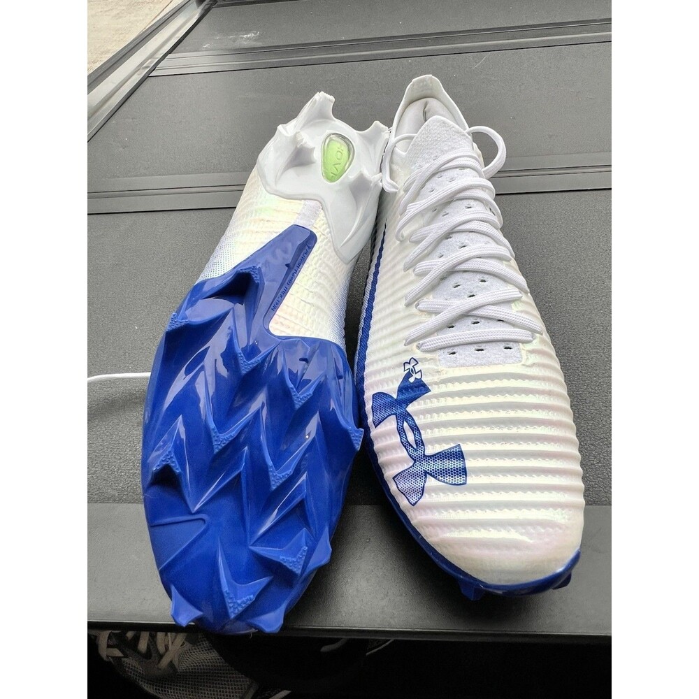 Under Armour Blur Pro Intelliknit Football Cleats Men 12 White Blue 3028220-106 - Picture 7 of 9